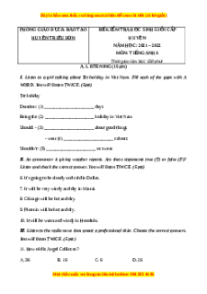 Đề thi học sinh giỏi Anh 6 Huyện Triệu Sơn năm 2021-2022