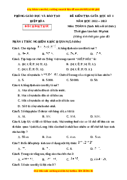 Đề thi giữa kì 1 Toán 6 Kết nối tri thức Phòng GD&ĐT Hiệp Hòa - Bắc Giang