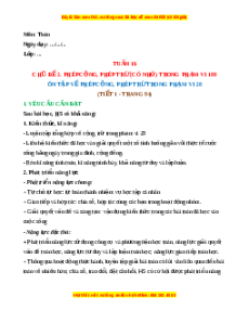 Giáo án Ôn tập phép cộng, phép trừ trong phạm vi 20 Toán lớp 2 Cánh diều