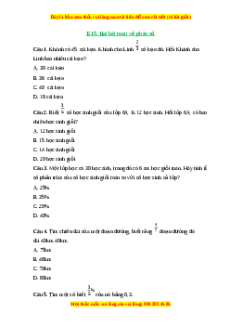 Trắc nghiệm Hai bài toán về phân số Toán 6 Cánh diều