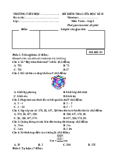 Bộ 15 đề thi giữa kì 2 Toán lớp 2 Kết nối tri thức có đáp án