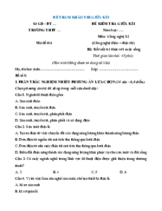 Bộ 15 đề thi giữa kì 1 Công nghệ 12 Kết nối tri thức có đáp án