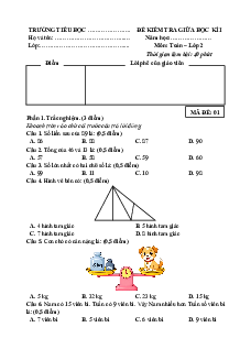 15 đề thi Toán lớp 2 Giữa kì 1 có lời giải (sách mới)