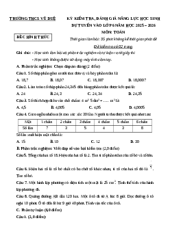 Đề thi vào lớp 6 môn Toán trường Vũ Duệ - Phú Thọ 2025 có đáp án