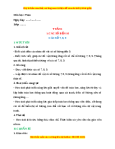 Giáo án Các số 7, 8, 9 Toán lớp 1 Cánh diều