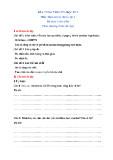 Đề cương Giữa kì 1 KHTN 6 Cánh diều (nối tiếp)