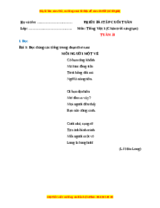 Bài tập cuối tuần Tiếng việt lớp 1 Tuần 33 Chân trời sáng tạo(có lời giải)