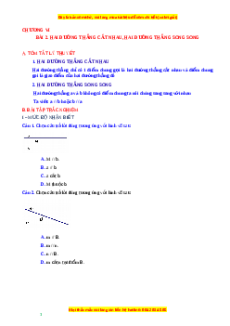 Chuyên đề Hai đường thẳng cắt nhau. Hai đường thẳng song song Toán 6 Cánh diều