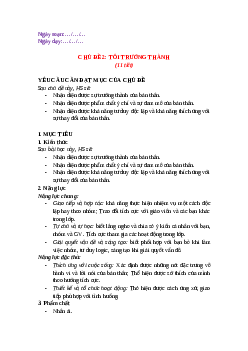 Giáo án Chủ đề 2 HĐTN 12 Kết nối tri thức: Tôi trưởng thành