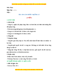 Giáo án Em làm được những gì Toán 2 Chân trời sáng tạo