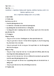 Giáo án Phương trình mặt cầu Toán 12 Cánh diều