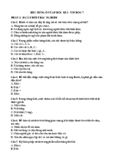 Đề cương ôn tập Cuối kì 1 Tin học lớp 7 Kết nối tri thức