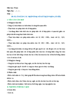 Giáo án Ôn tập các phép tính với số thập phân Toán lớp 5 Chân trời sáng tạo