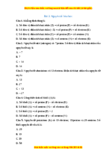 Trắc nghiệm Nguyên tố hóa học Hóa học 10 Chân trời sáng tạo