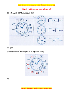 VBT Toán lớp 3 Bài 73 (Cánh diều): Thực hành xem đồng hồ