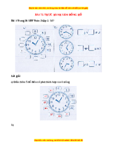 VBT Toán lớp 3 Bài 73 (Cánh diều): Thực hành xem đồng hồ