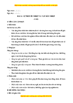 Giáo án Bài 13 Khoa học lớp 4 (Chân trời sáng tạo): Sự truyền nhiệt và vật dẫn nhiệt