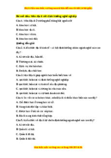 Trắc nghiệm Bài mở đầu Địa lí 10 Chân trời sáng tạo: Môn Địa lí với định hướng nghề nghiệp