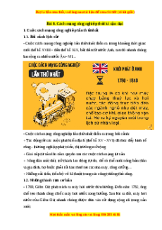 Lý thuyết Bài 8 Lịch sử 10 Cánh diều: Cách mạng công nghiệp thời kì cận đại