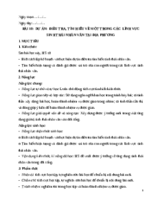 Giáo án chuyên đề Bài 10: Dự án Điều tra, tìm hiểu về một trong các lĩnh vực sinh thái nhân văn Sinh học 12 Kết nối tri thức