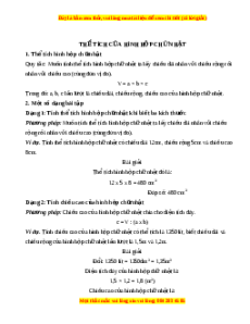 Lý thuyết Thể tích hình hộp chữ nhật Toán 5