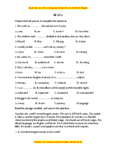 Đề thi giữa kì 1 Tiếng Anh 9 - Đề 6