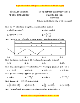 Đề thi thử Toán trường Liễn Sơn năm 2021