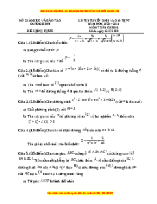 Đề thi vào 10 môn Toán tỉnh Quảng Bình (Hệ không chuyên) năm 2021