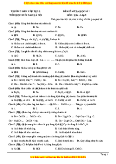 Đề thi cuối kì 1 Hóa học 9 trường Liên cấp THCS, Tiểu học Ngôi Sao