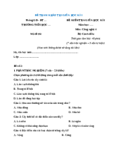 Đề thi giữa kì 1 Công nghệ lớp 4 Cánh diều (Đề 3)