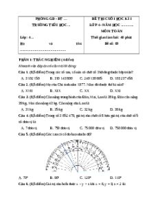 Đề thi cuối kì 1 Toán lớp 4 Chân trời sáng tạo - Đề 9