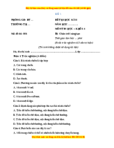 Đề thi giữa kì 2 Tin học lớp 4 Chân trời sáng tạo (Đề 1)