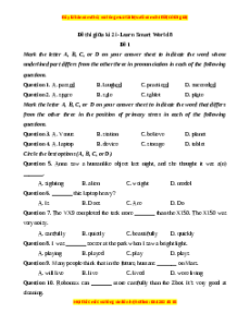 Đề thi giữa kì 2 Tiếng Anh 8 ilearn smart world (Đề 1)