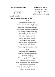 Đề thi giữa kì 1 Ngữ văn 9 Cánh diều 2024 (Đề 2)