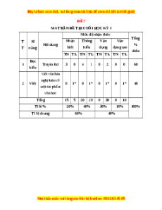 Đề thi cuối kì 1 Ngữ văn 11 Chân trời sáng tạo - Đề 7