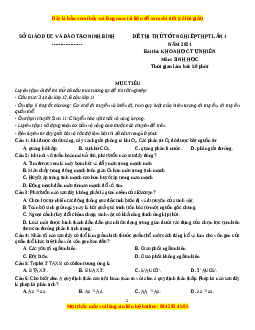 Đề thi thử Sinh Học Sở Nam Định lần 1 năm 2021