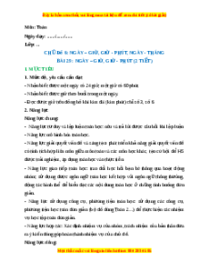 Giáo án Ngày - giờ, giờ - phút Toán lớp 2 Kết nối tri thức