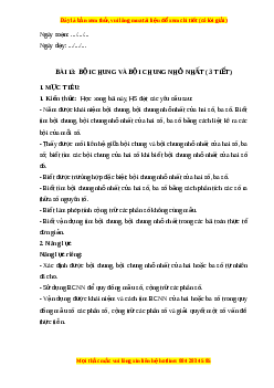Giáo án Bội chung và bội chung nhỏ nhất Toán 6 Cánh diều