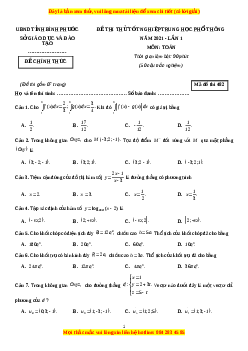 Đề thi thử Toán Sở Bình Phước năm 2021