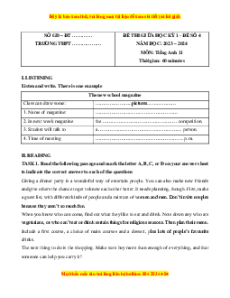 Đề thi giữa kì 1 Tiếng Anh 11 Global success (Đề 4 kèm file nghe)