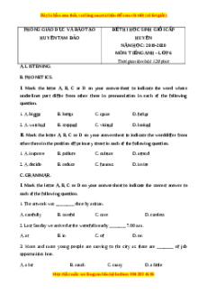 Đề thi học sinh giỏi Anh 6 Huyện Tam Đảo năm 2019-2020