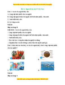 Trắc nghiệm Công nghệ 7 Bài 12 Chân trời sáng tạo: Ngành thuỷ sản ở Việt Nam