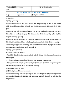 Giáo án Khái niệm về cân bằng hóa học Hóa học 11 Chân trời sáng tạo