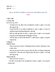 Giáo án Bài 11: Quyền và nghĩa vụ của công dân trong học tập KTPL 12 Chân trời sáng tạo