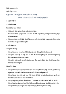 Giáo án Xác xuất có điều kiện Toán 12 Cánh diều