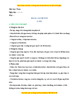 Giáo án Luyện tập Toán lớp 4 Cánh diều