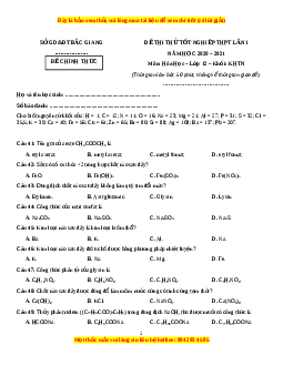 Đề thi thử Hóa Học Sở Bắc Giang lần 1 năm 2021