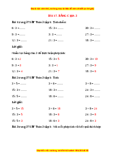 VBT Toán lớp 3 Bài 17 (Cánh diều): Bảng chia 3
