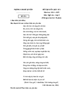 Đề thi giữa kì 1 Ngữ văn 9 Cánh diều 2024 (Đề 4)