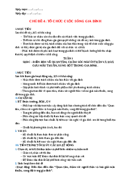 Giáo án Chủ đề 4: Tổ chức cuộc sống gia đình HĐTN 12 Cánh diều